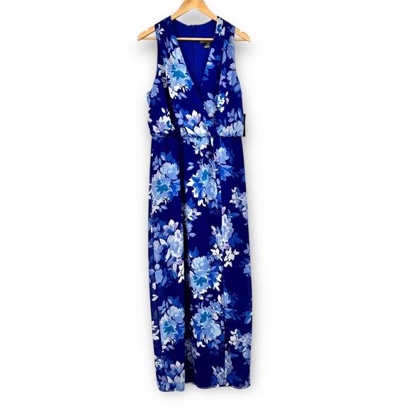 Jessica Howard Faux Wrap Floral Chiffon Maxi Dress 14 Wedding Guest Occasion - Picture 2 of 12